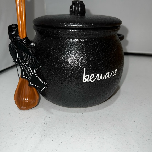 Rae Dunn Beware Halloween Potion Sugar Bowl Broom Spoon Canister Cauldron - Picture 3 of 10